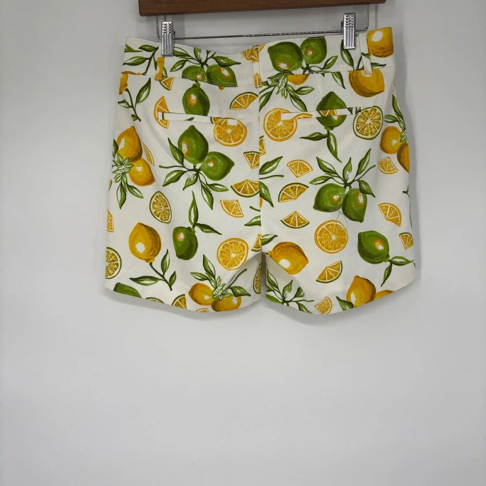 Isaac Mizrahi New York WomensTailored‎ Shorts 6 Lemon Lime Citrus Print Preppy